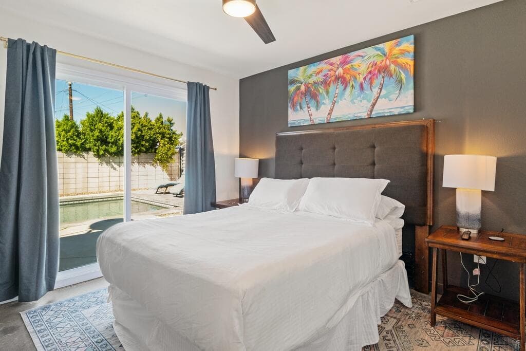 Sun-filled living room with desert views